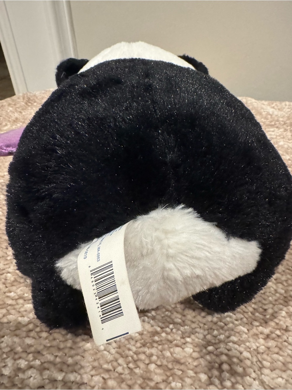 Plush Panda Unicorn Stuffed Toy - White, Black & Purple - Picture 3 of 5